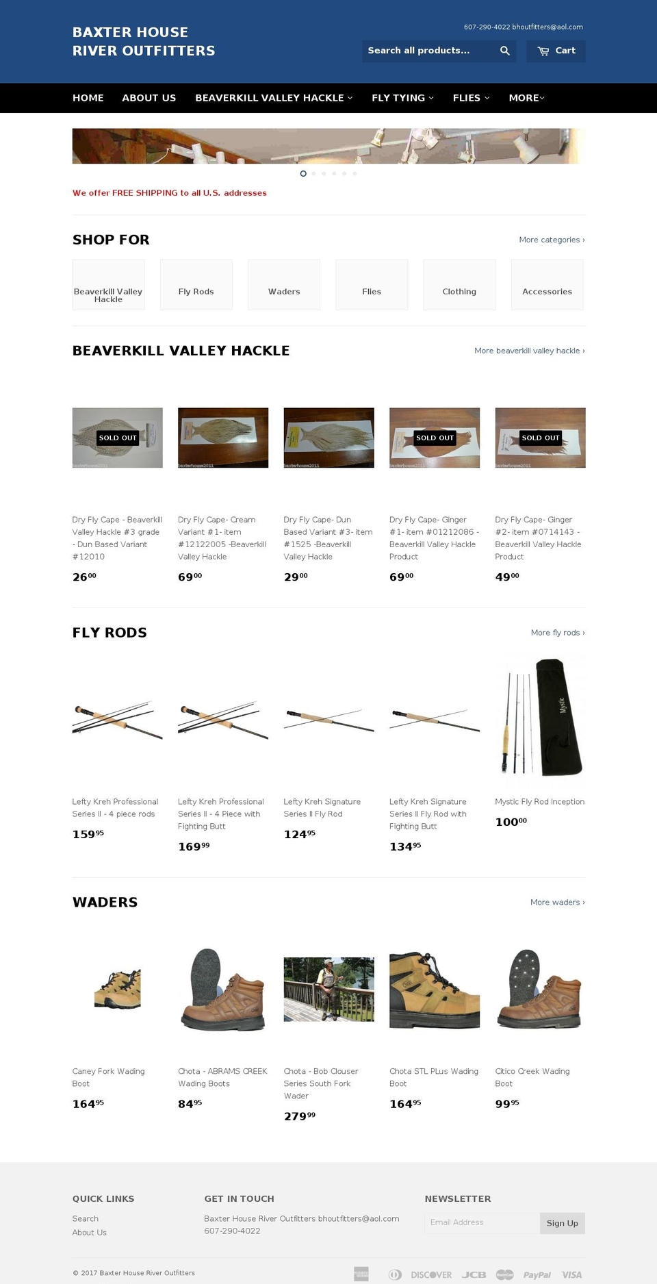 baxterhouseflyfishing.com shopify website screenshot