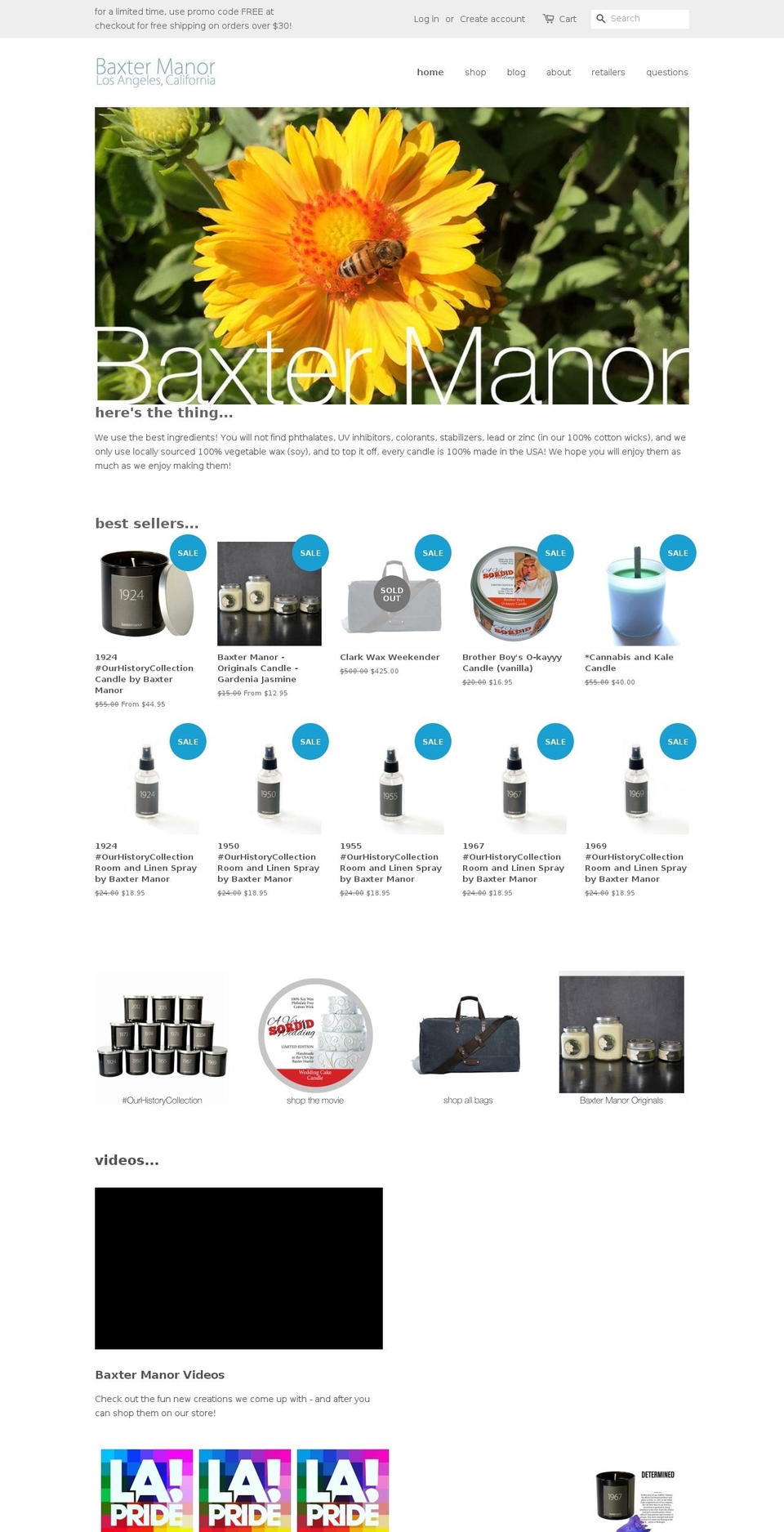 baxtermanor.com — Shopify storefront screenshot