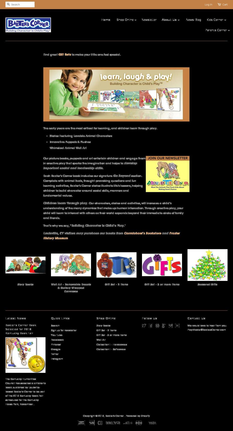 baxterscorner.org shopify website screenshot