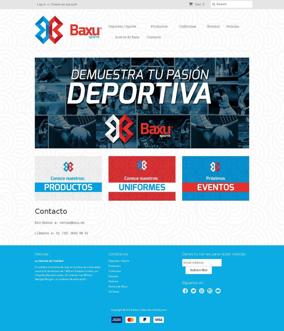 baxu.mx shopify website screenshot