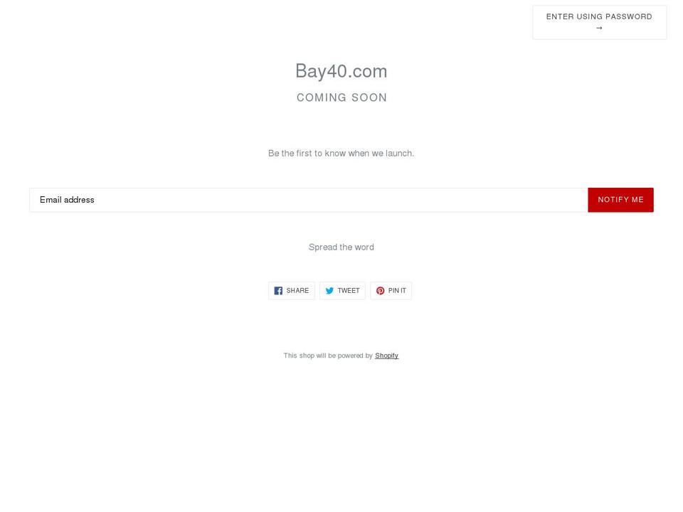 bay40.com shopify website screenshot