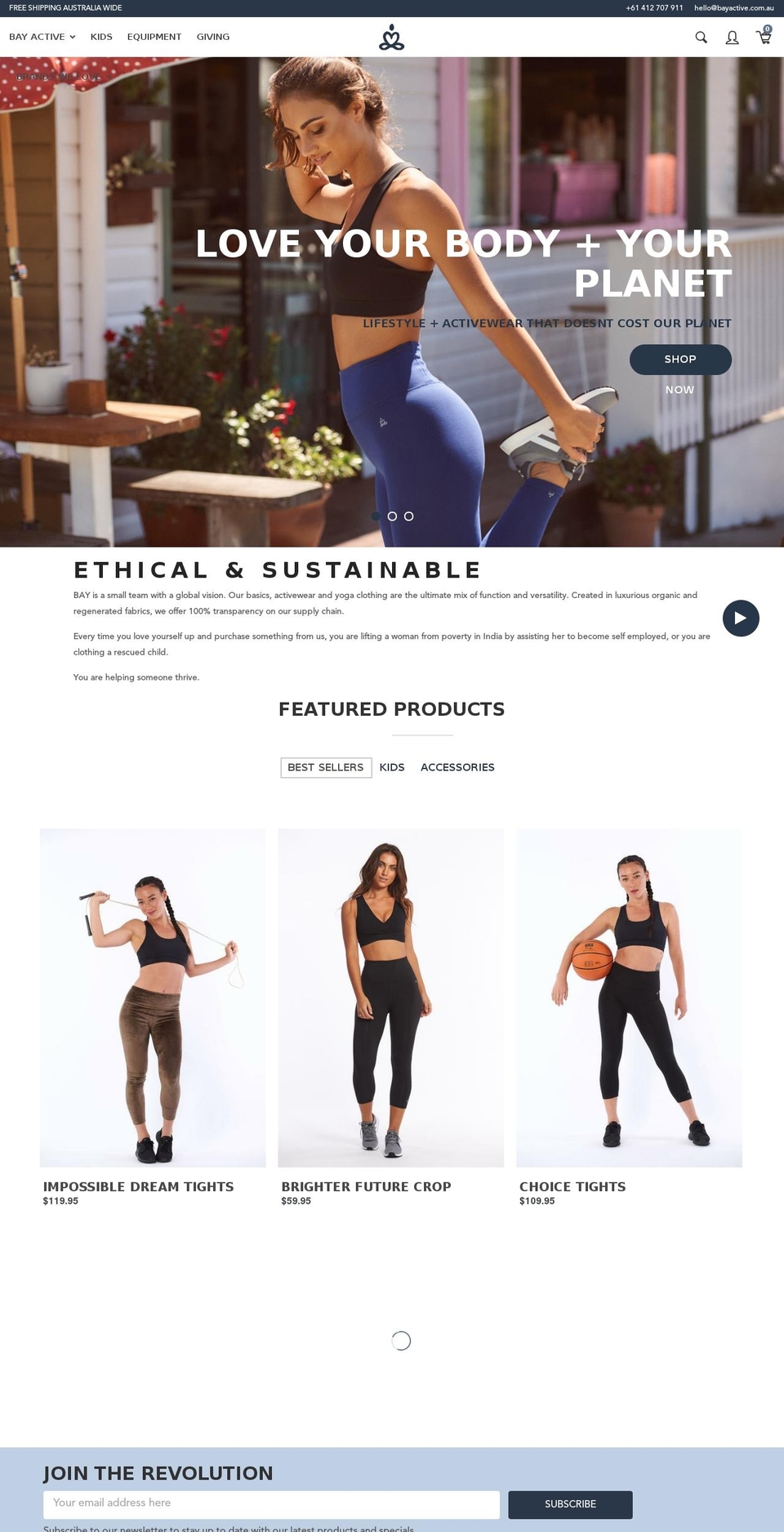 bayactive.com.au shopify website screenshot