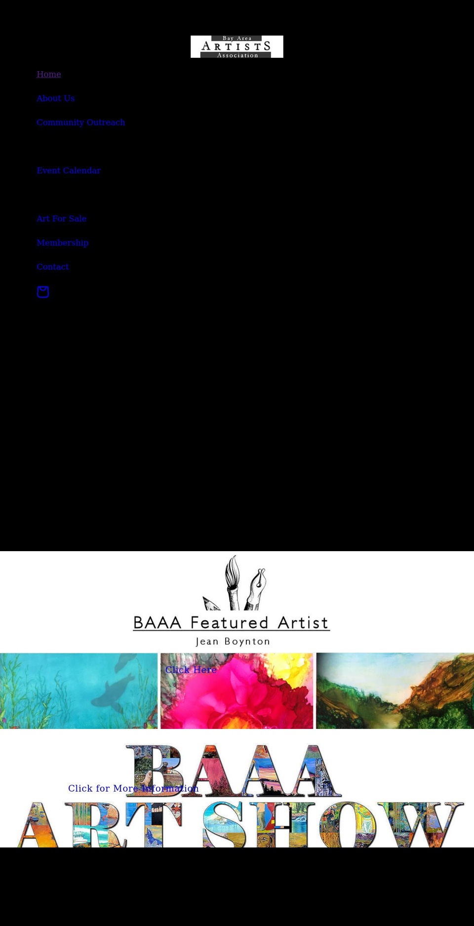bayareaartistsassociation.com shopify website screenshot