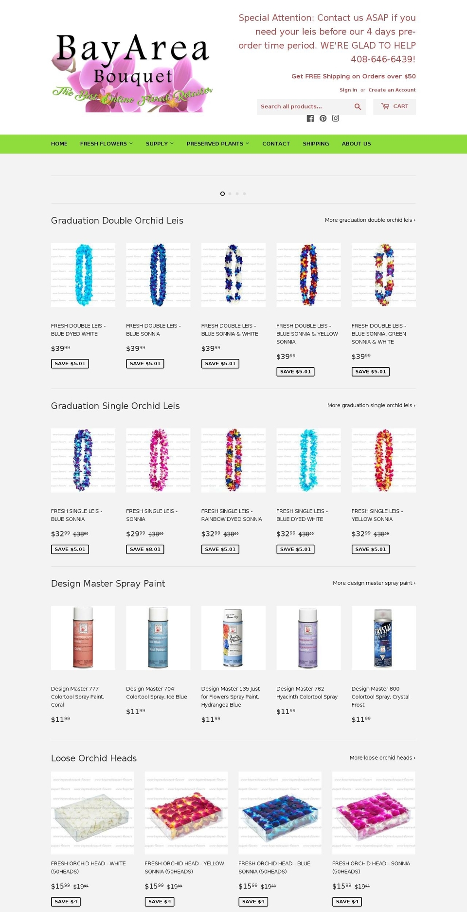 bayareabouquet.net shopify website screenshot