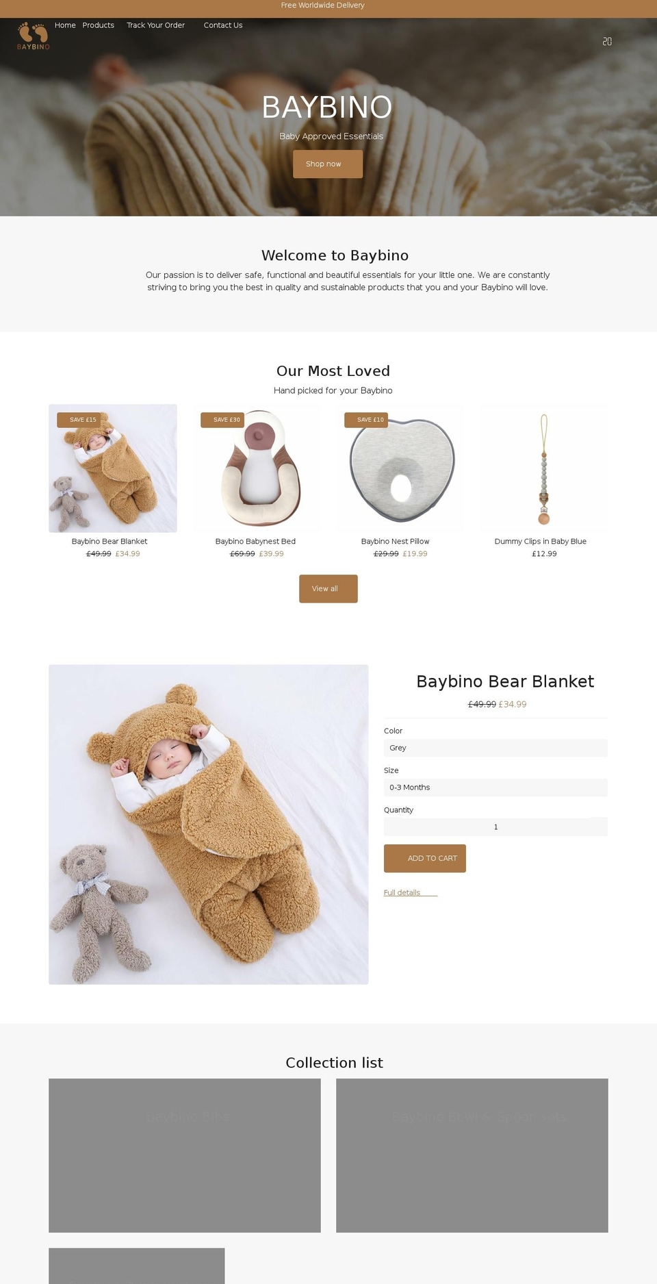 baybino.com shopify website screenshot