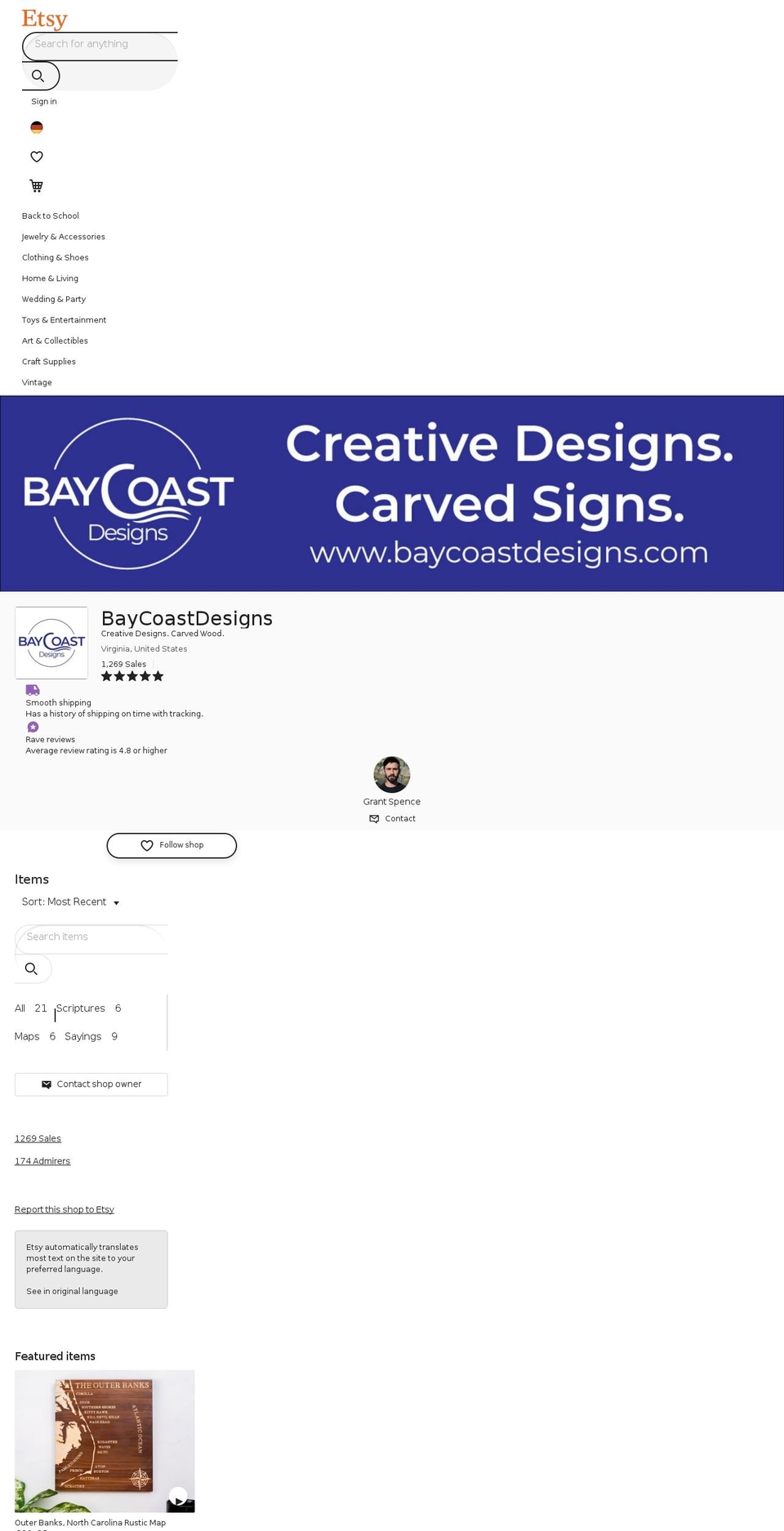 baycoastdesigns.com — Shopify storefront screenshot