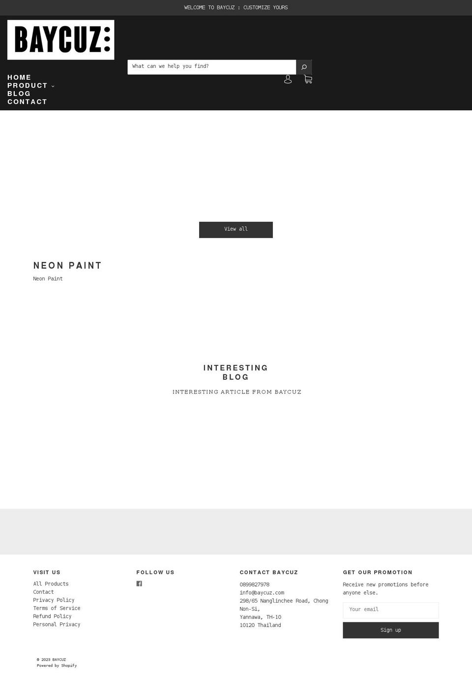 baycuz.com shopify website screenshot