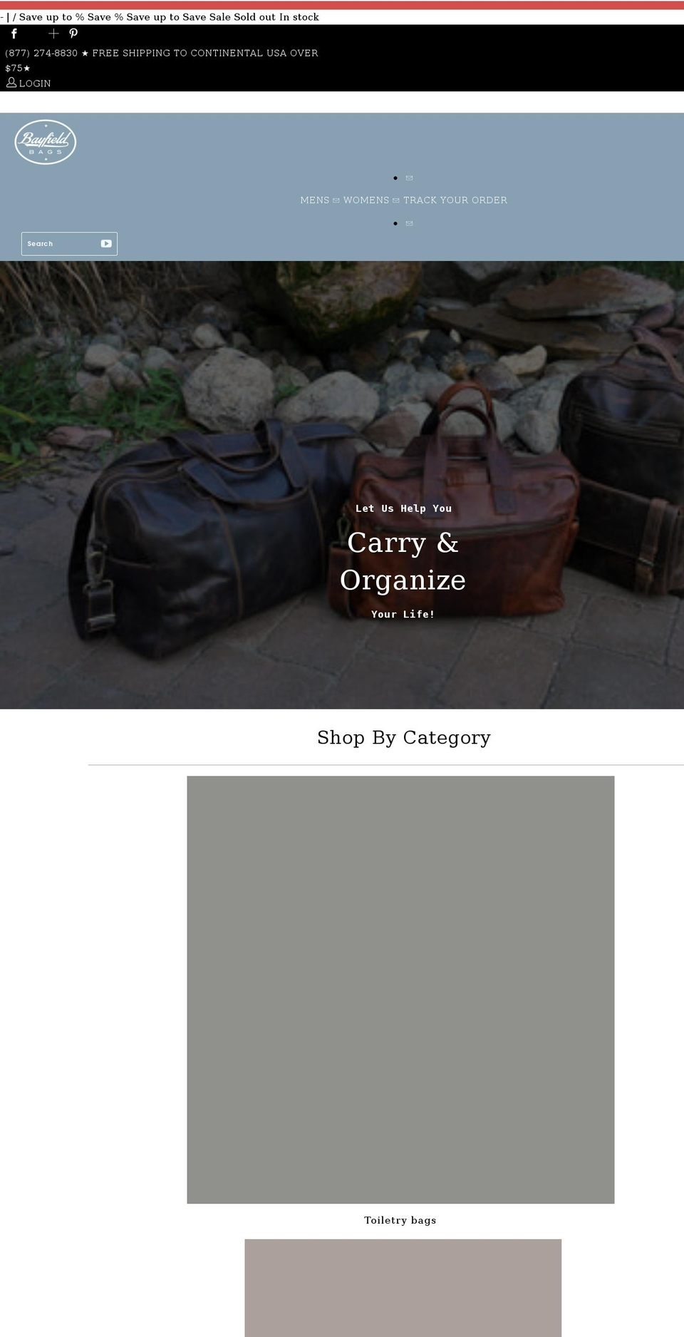 bayfieldbags.com shopify website screenshot