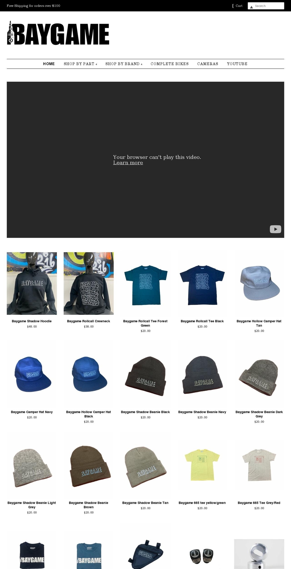 baygamebmx.com shopify website screenshot