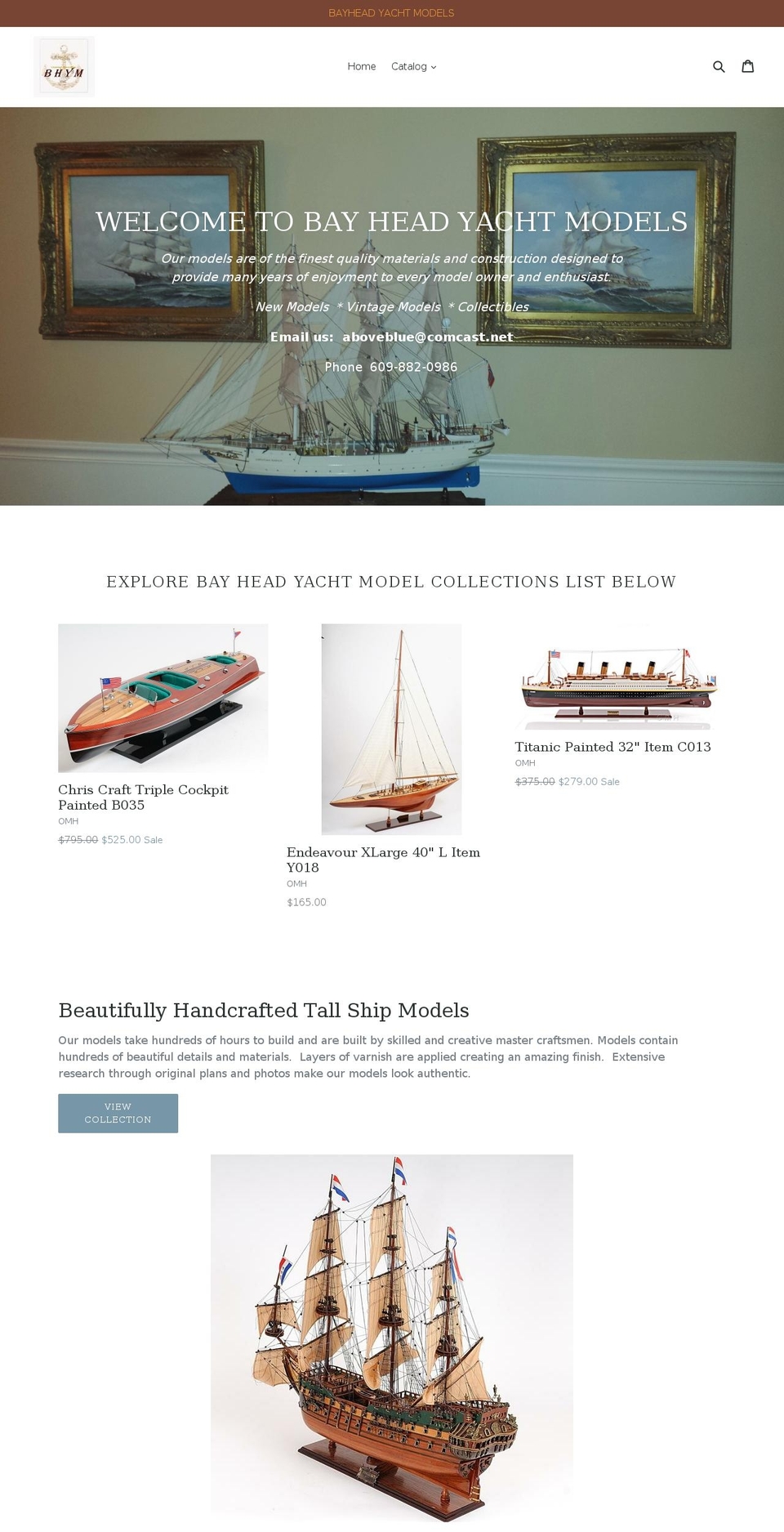 bayheadyachtmodels.com — Shopify storefront screenshot