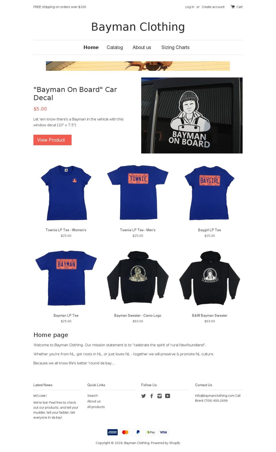 baymanclothing.com — Shopify storefront screenshot