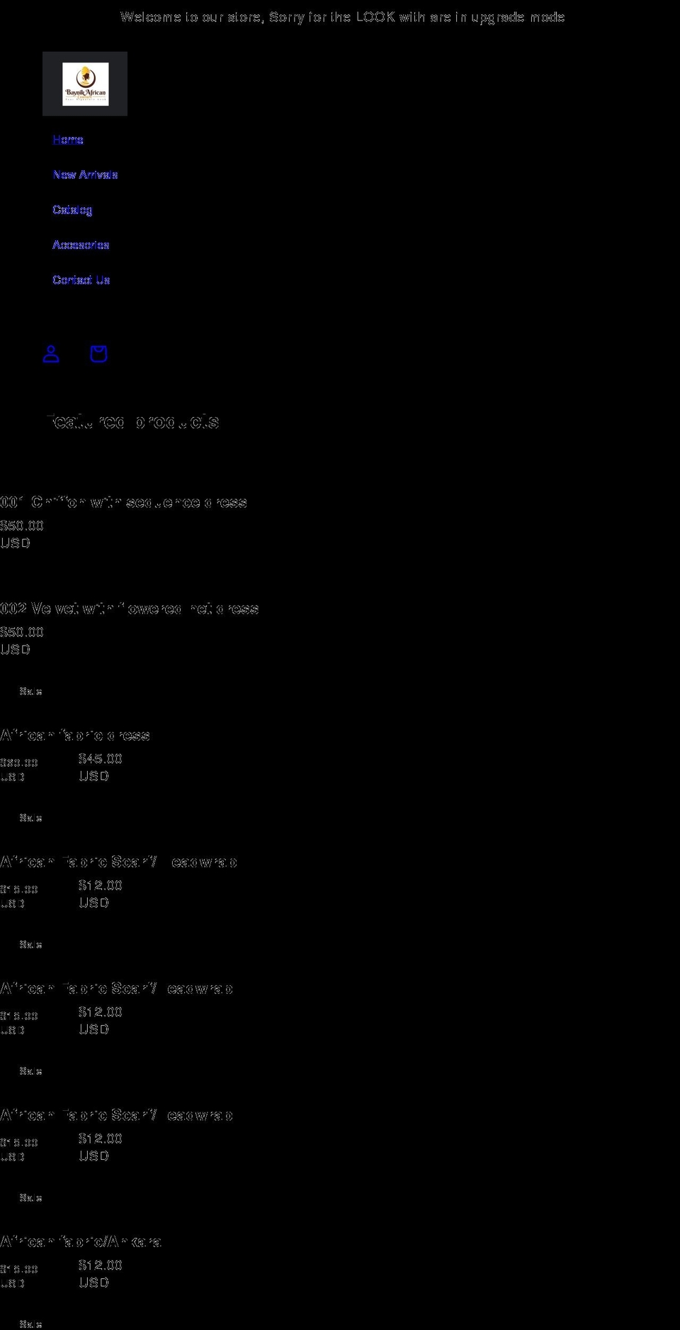 baynikafricancouture.com shopify website screenshot