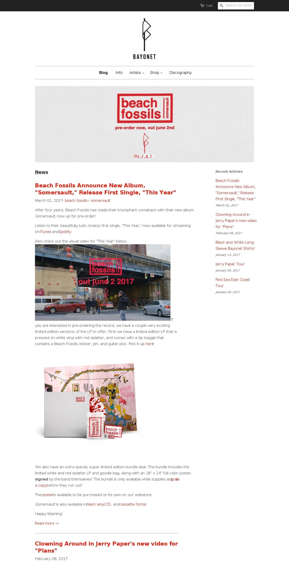 bayonetrecords.com shopify website screenshot