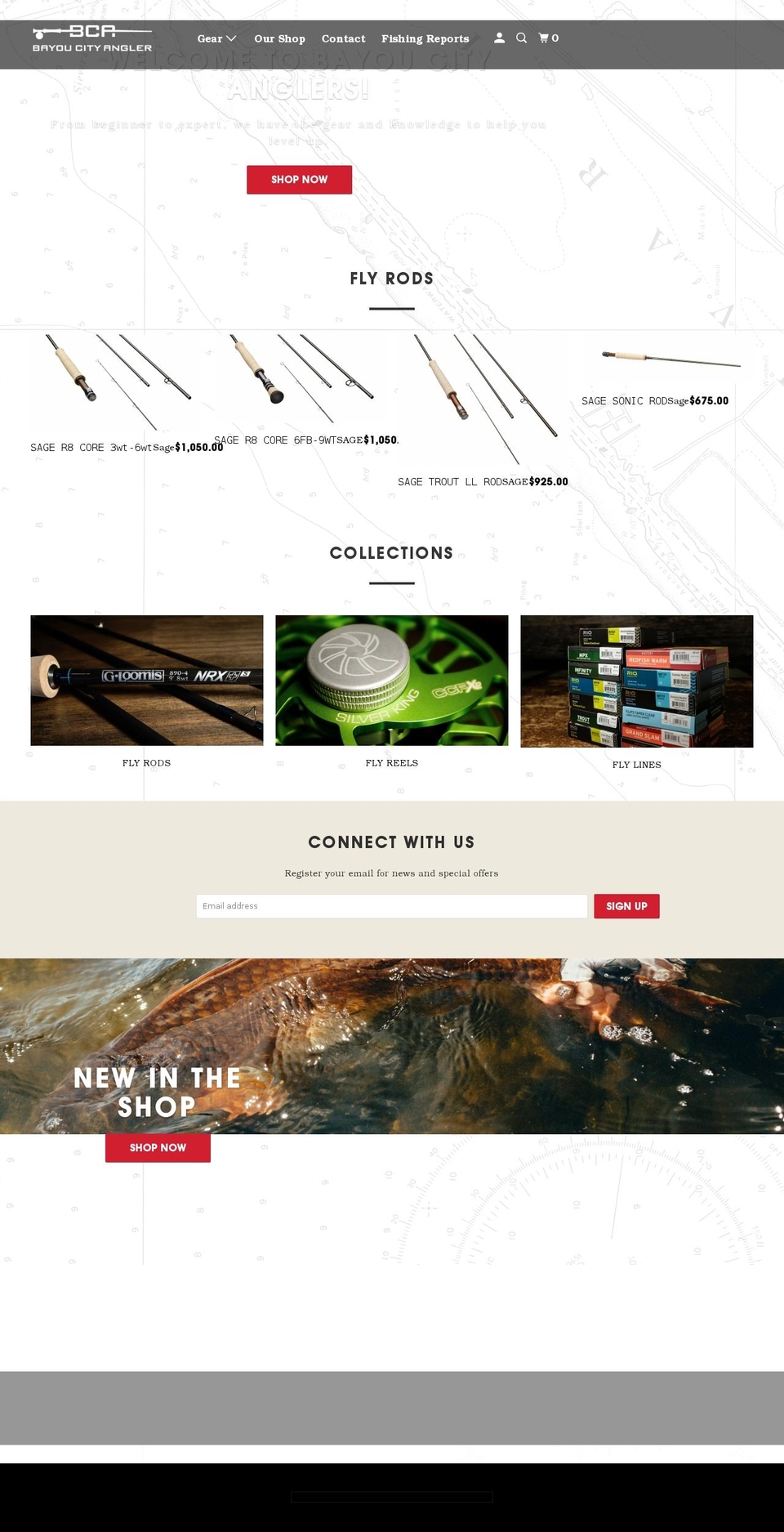 bayoucityangler.com shopify website screenshot