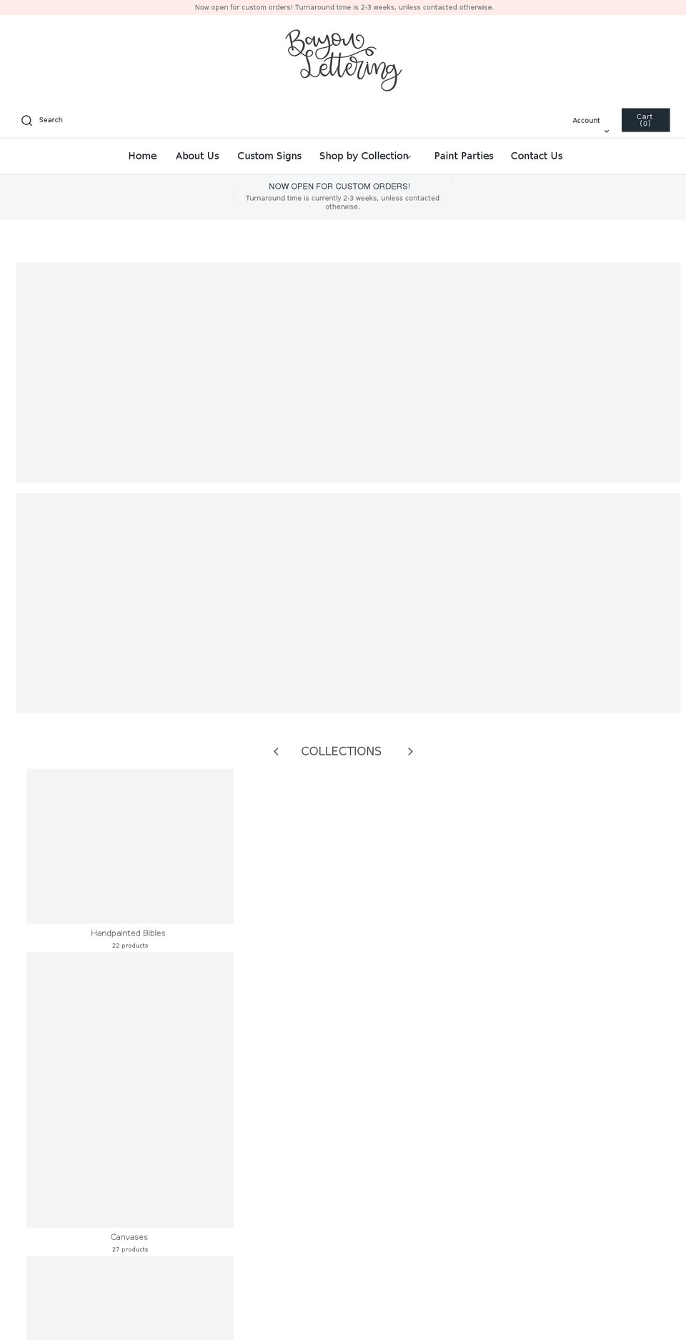 bayoulettering.com shopify website screenshot