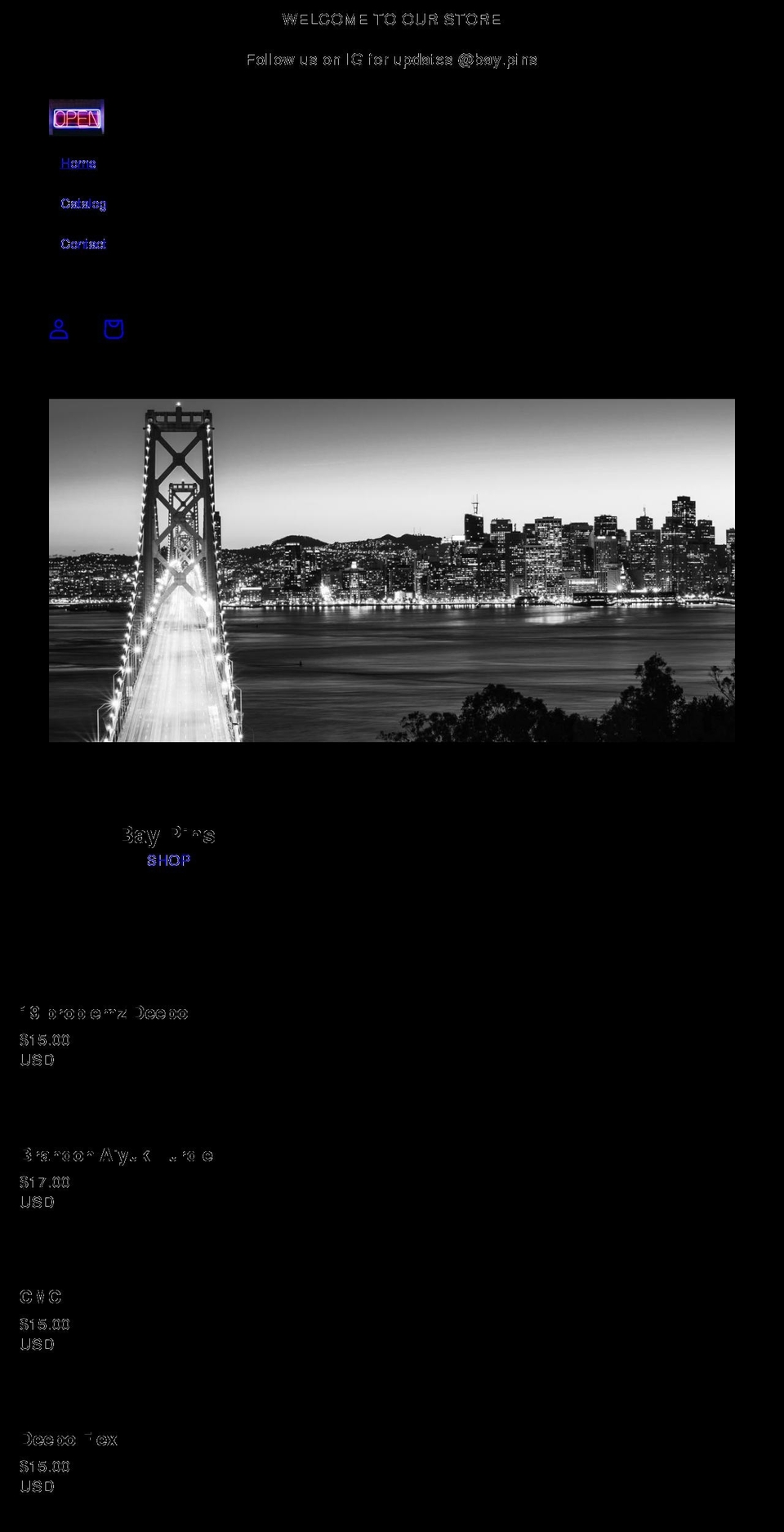 baypins.com shopify website screenshot