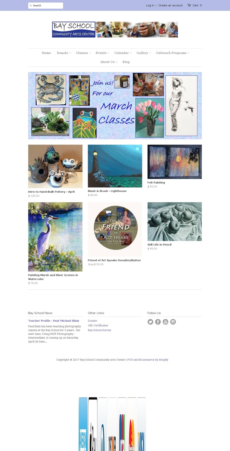 bayschool-arts.com shopify website screenshot