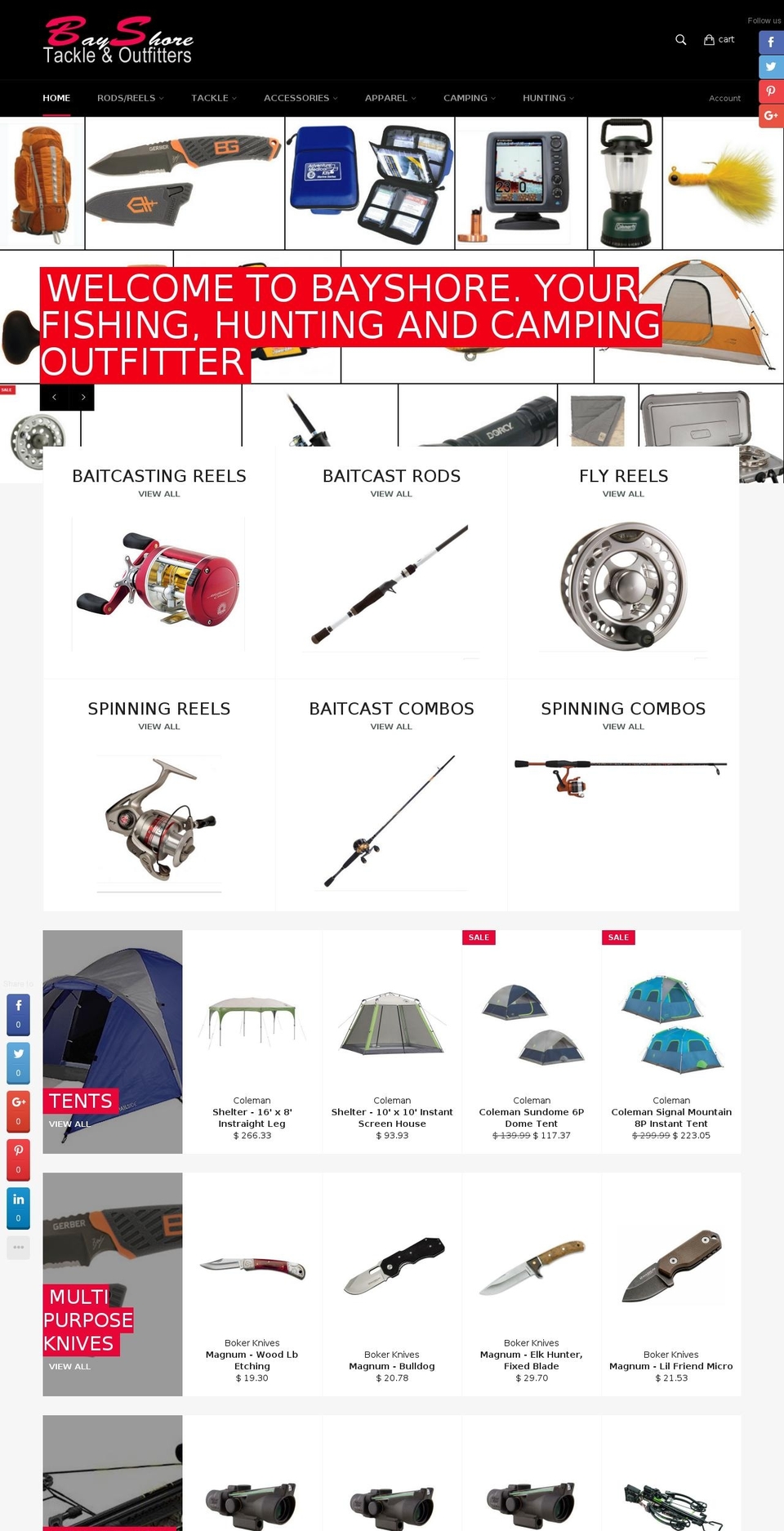 bayshoretackle.com shopify website screenshot