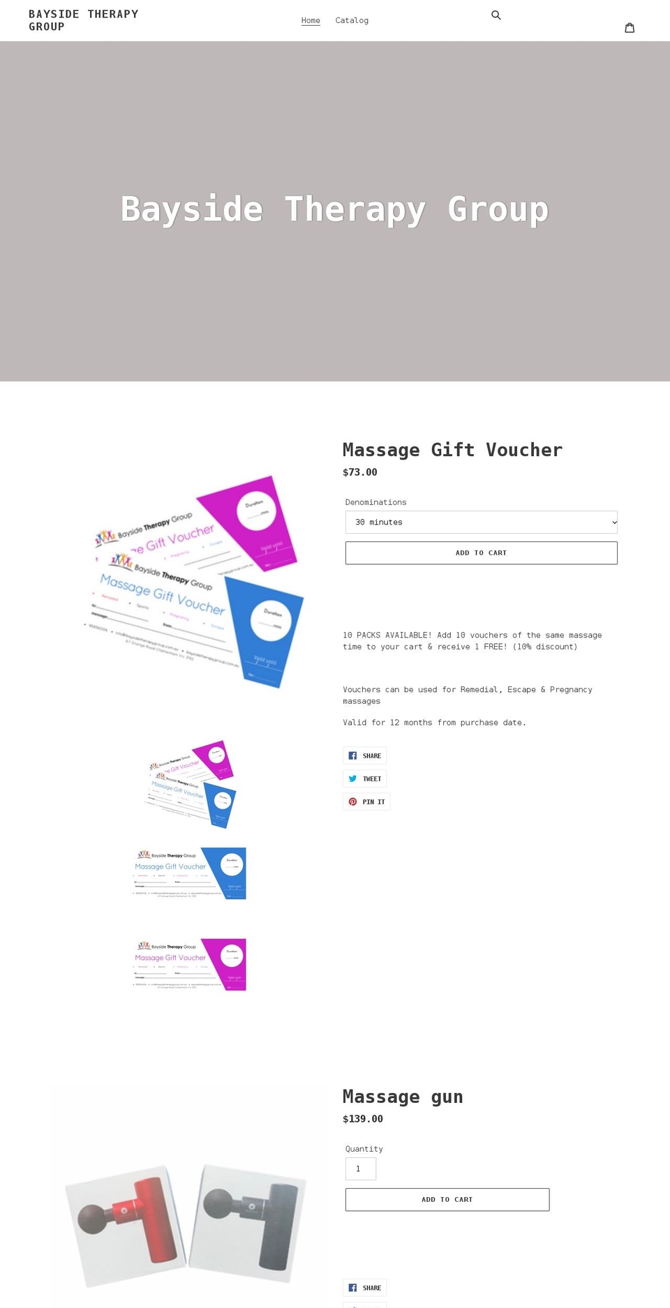 bayside-therapy-group.myshopify.com shopify website screenshot