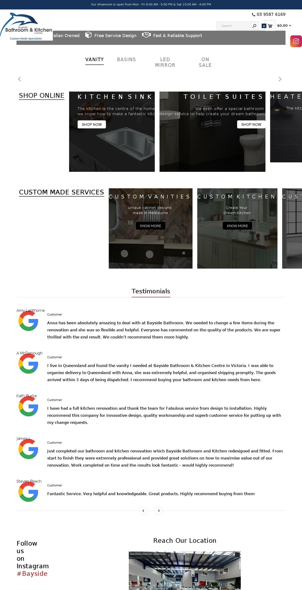 baysidebathroom.com.au shopify website screenshot