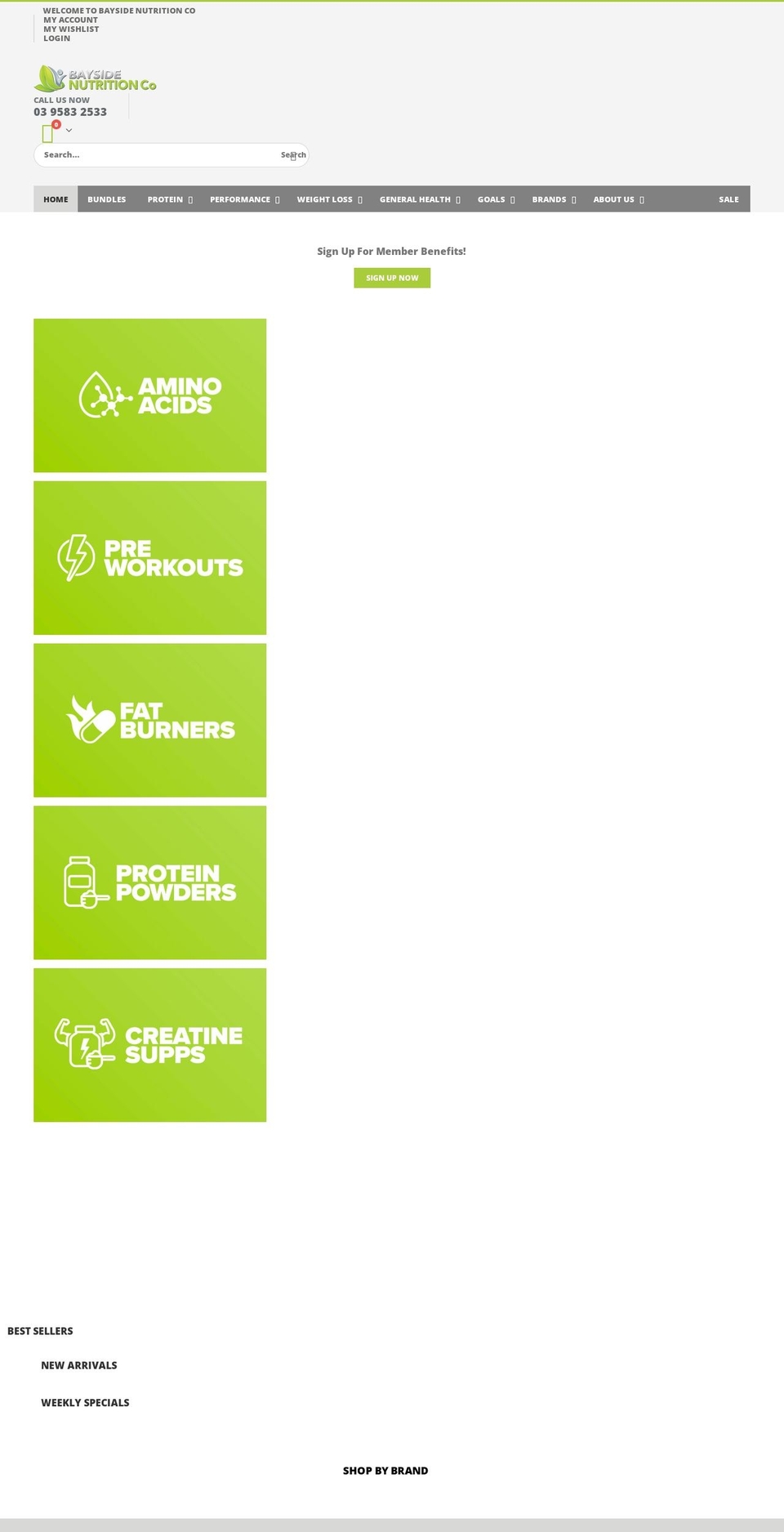 baysidenutritionco.com.au shopify website screenshot