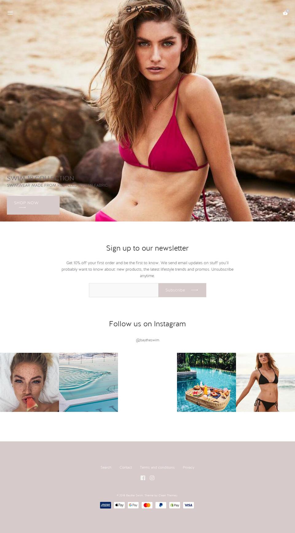 baytheswim.com shopify website screenshot