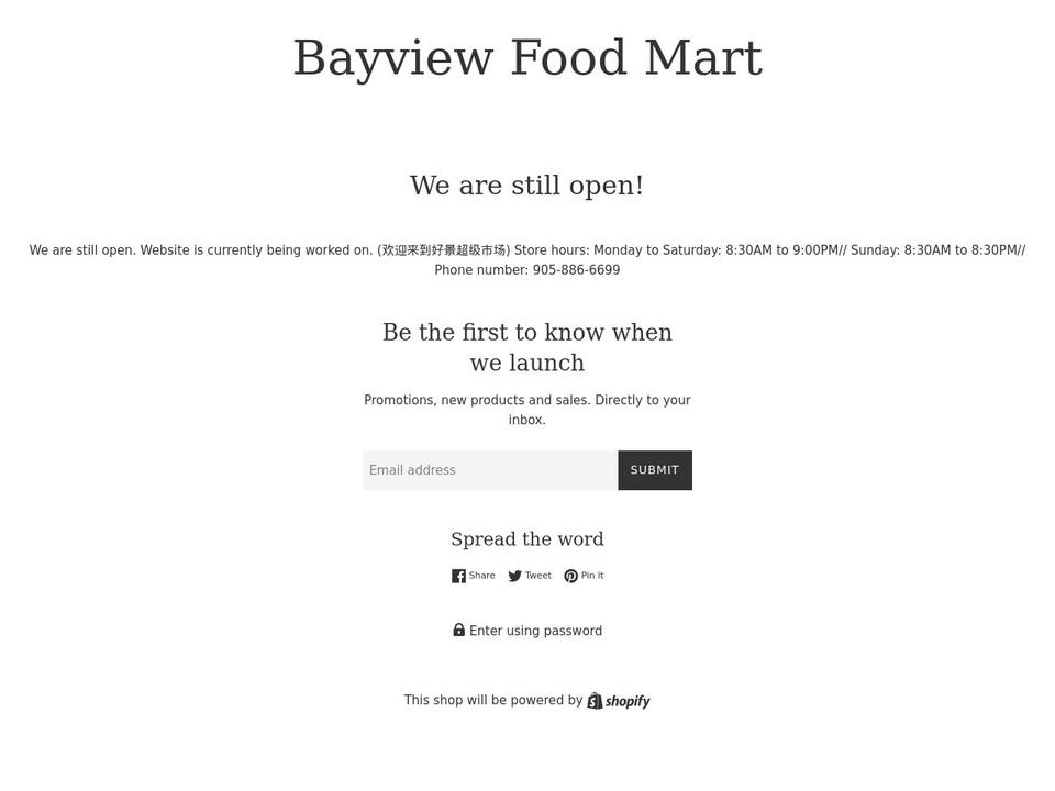 bayviewfoodmart.com shopify website screenshot