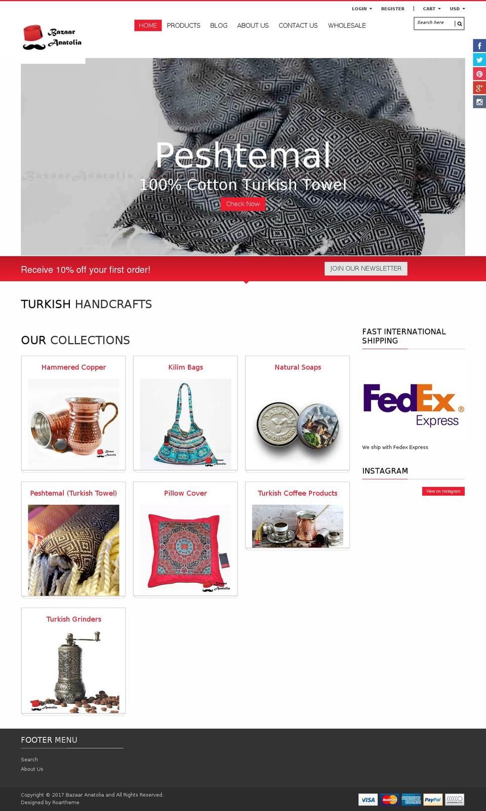 QuickShop Shopify theme site example bazaaranatolia.com