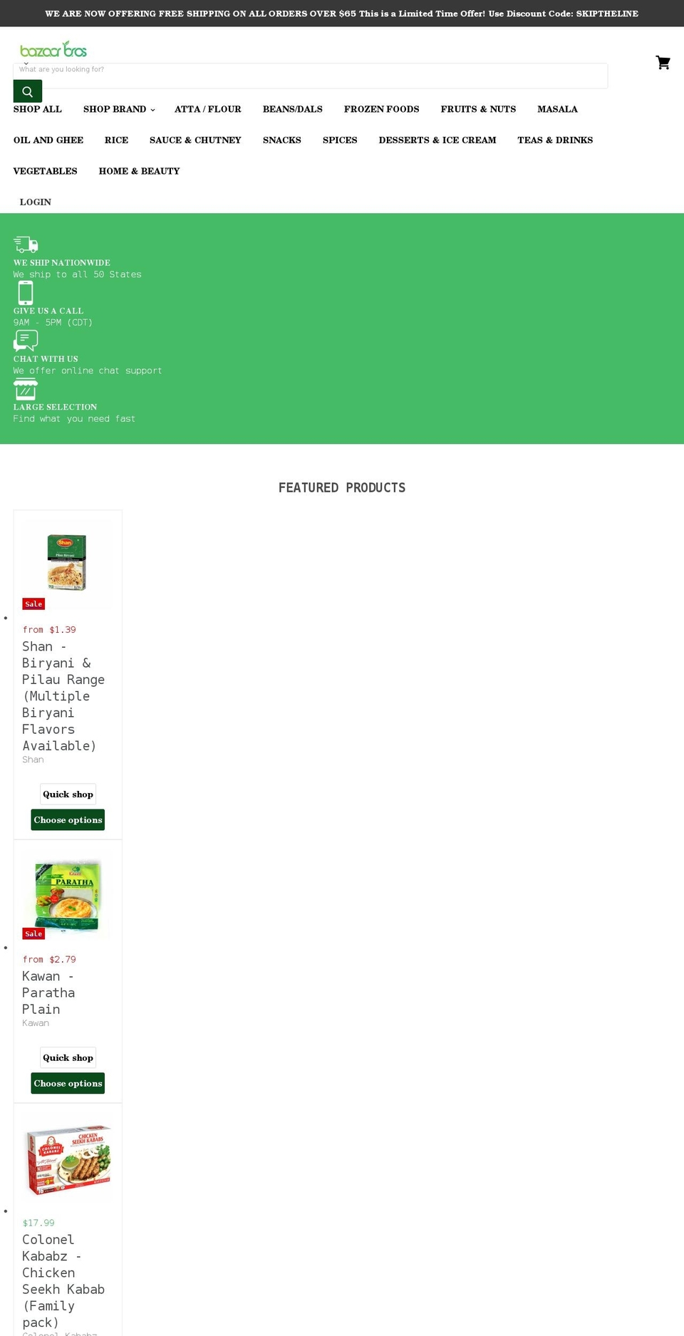 bazaarbros.com shopify website screenshot