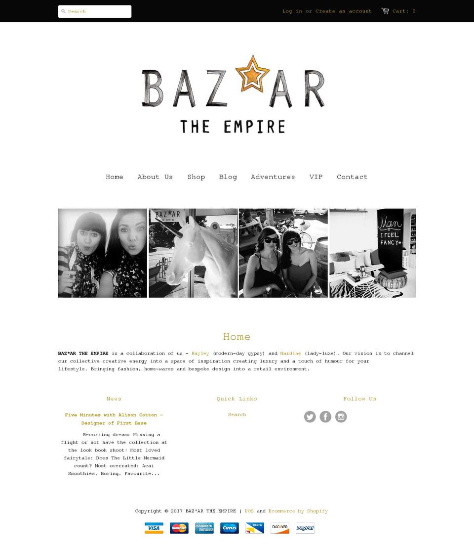 bazaartheempire.com shopify website screenshot