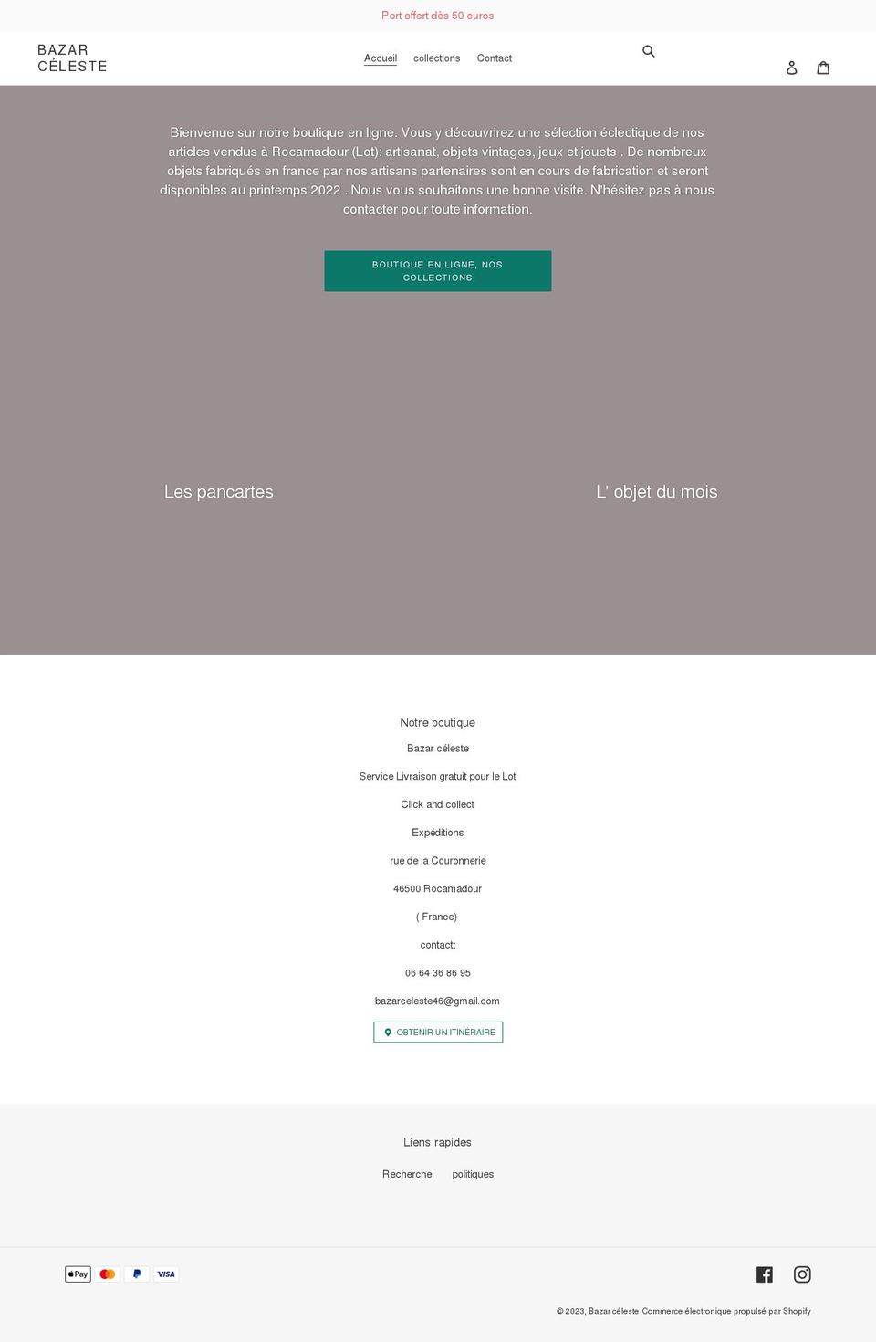bazarceleste.com — Shopify storefront screenshot