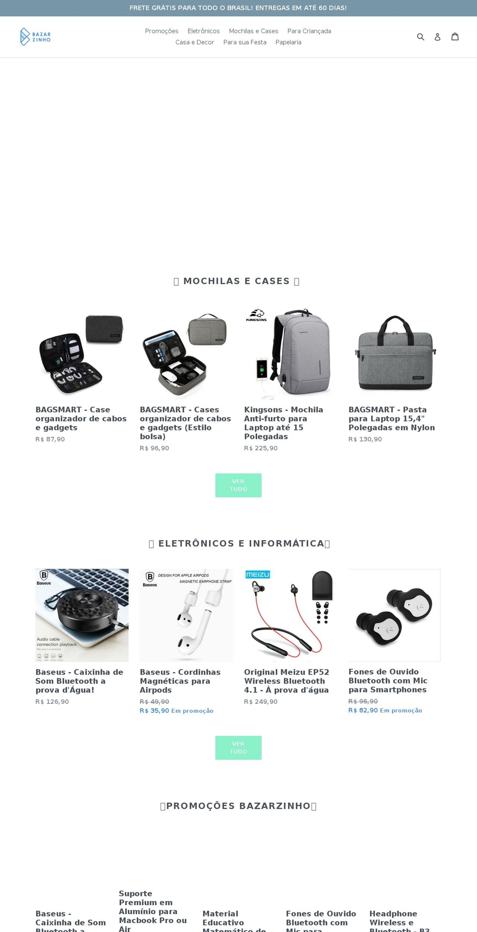 bazarzinho.com — Shopify storefront screenshot