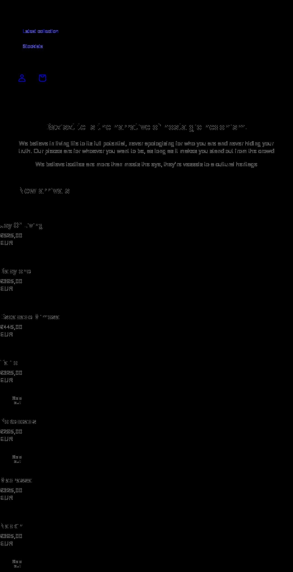 baziszt.com shopify website screenshot