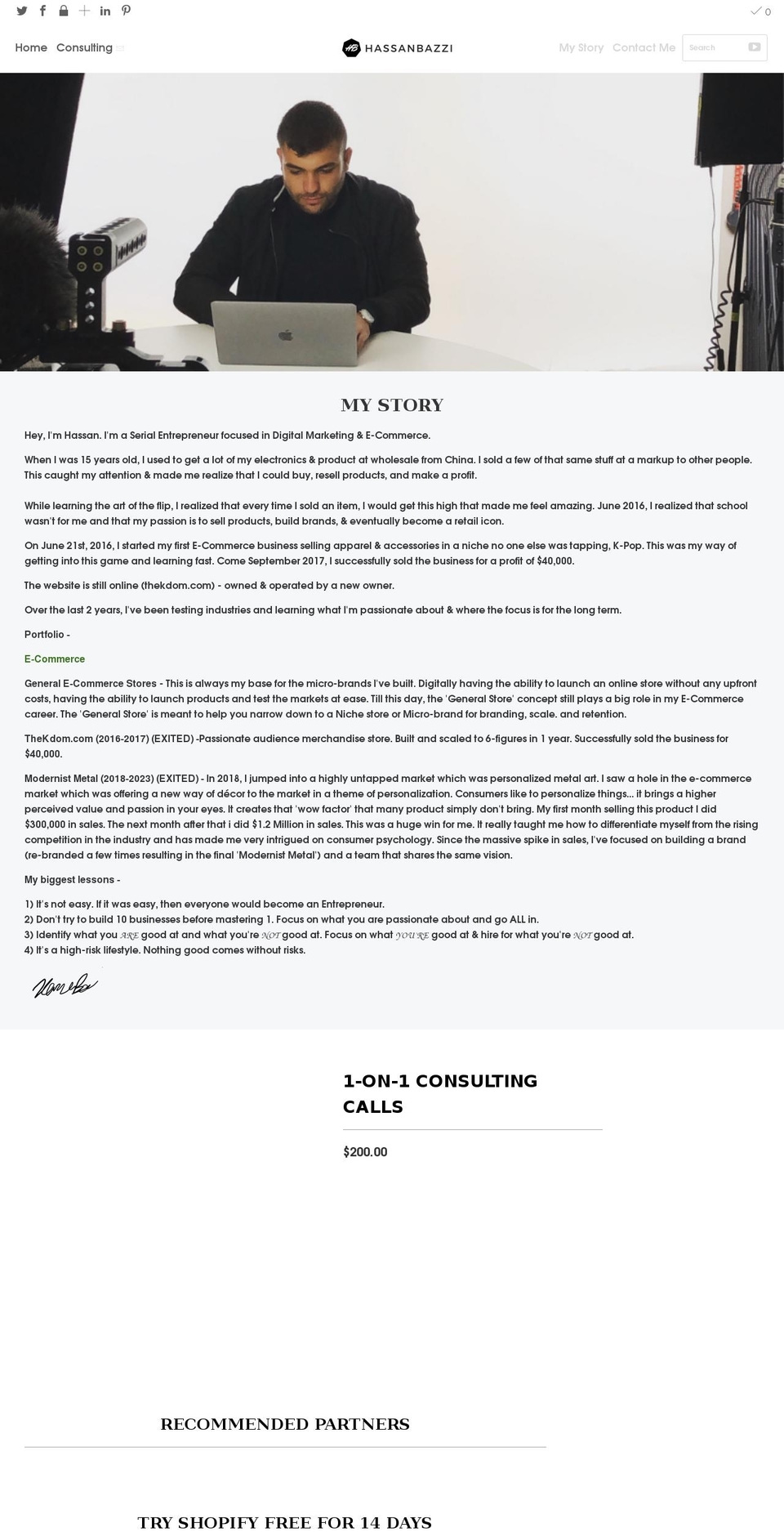 bazzihassan.com shopify website screenshot