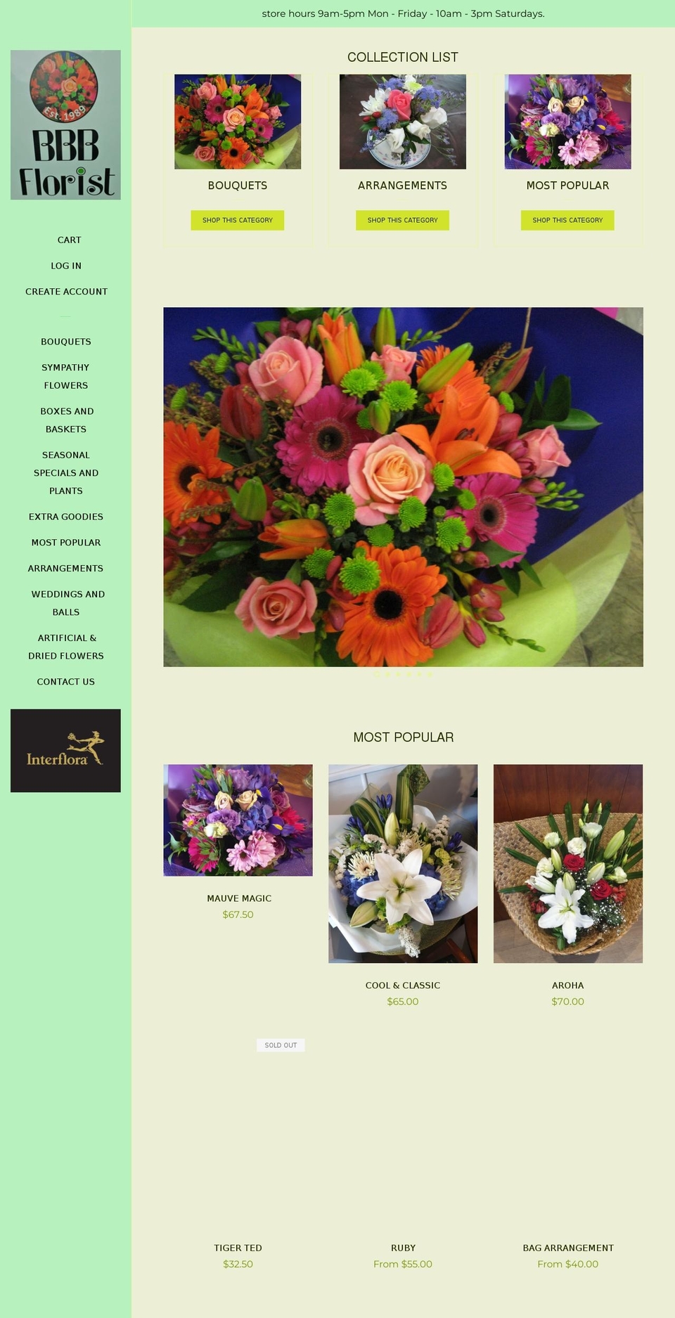 bbbflorist.co.nz shopify website screenshot