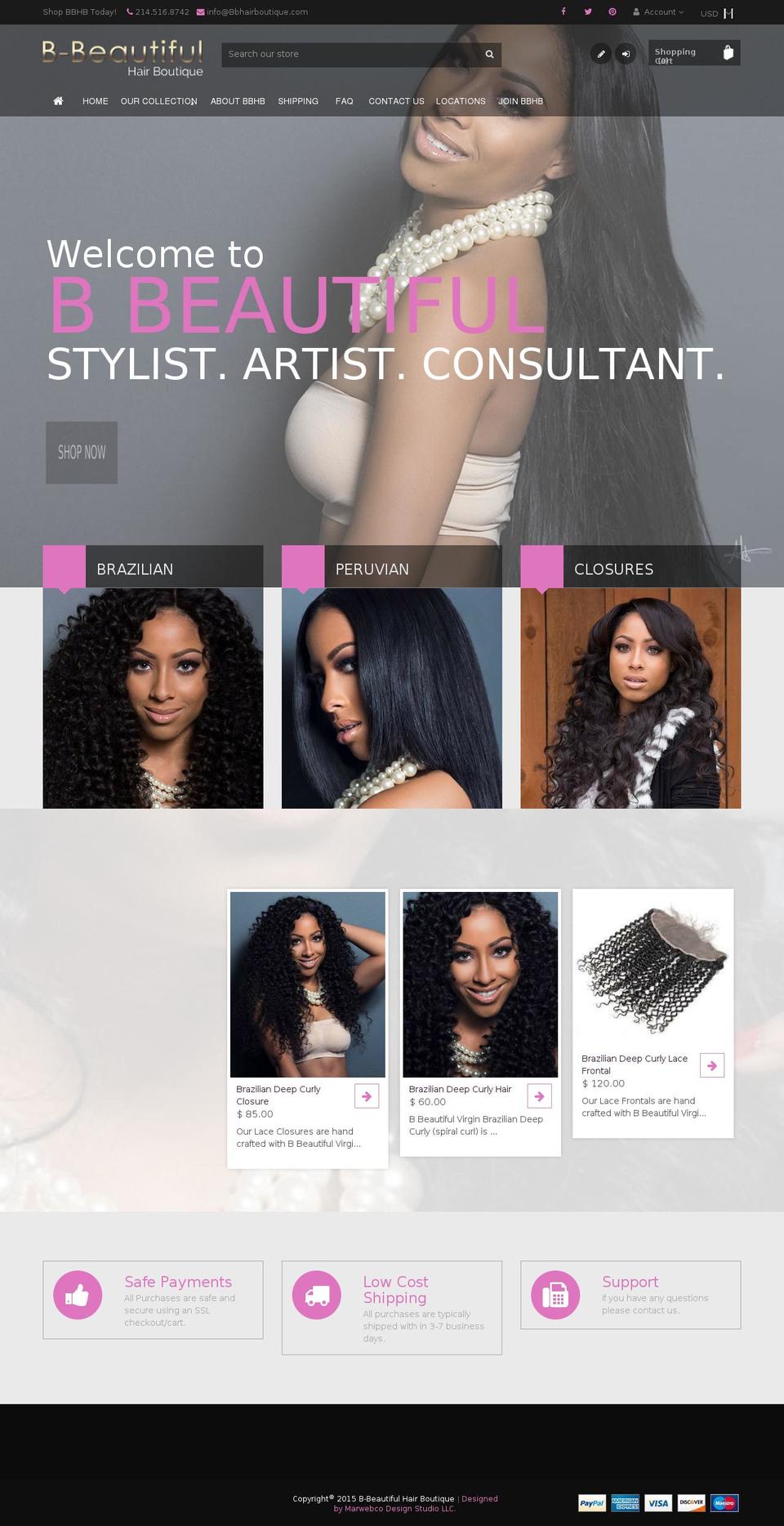 effect Shopify theme site example bbeautifulhairboutique.com