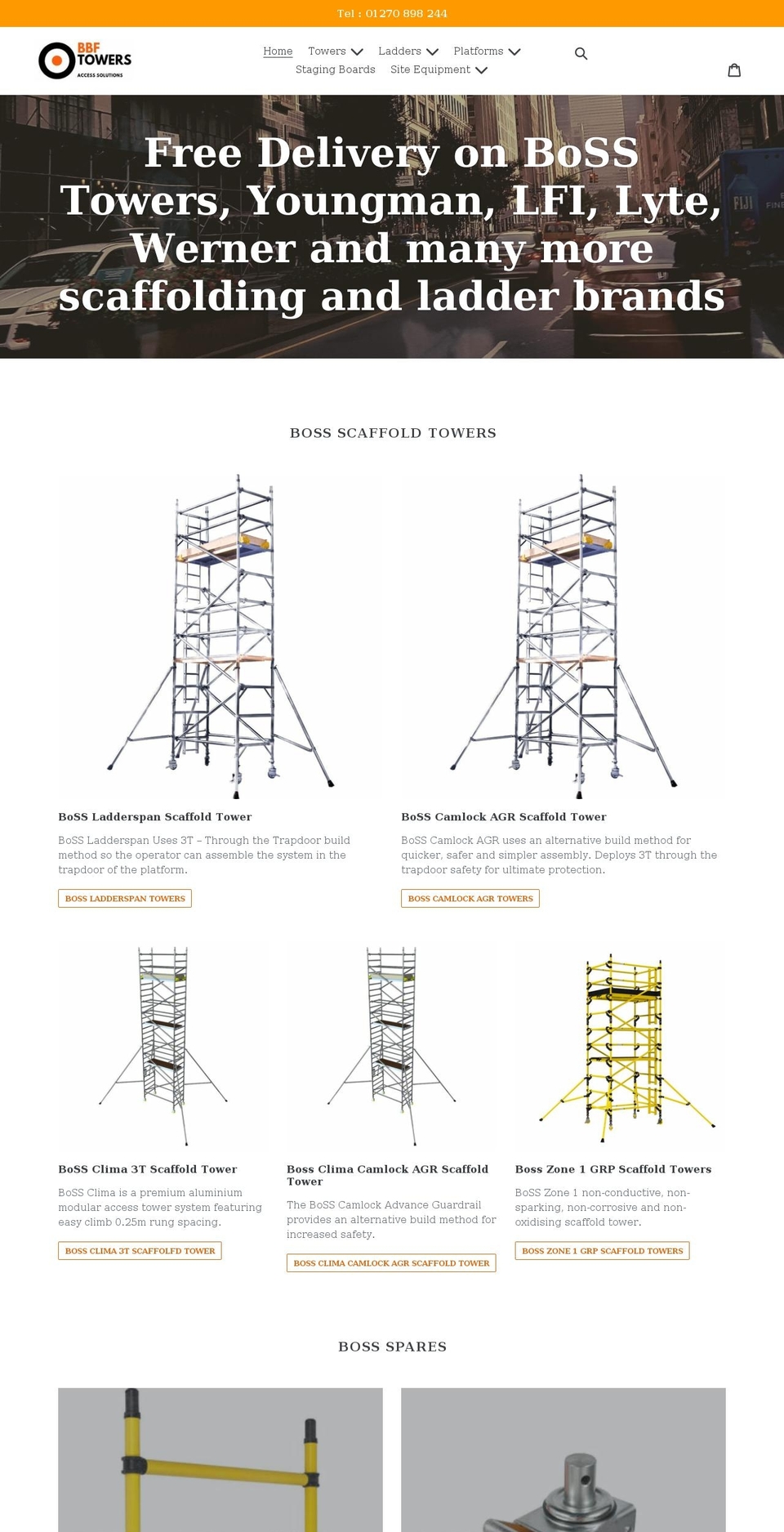 bbfscaffoldingtowers.co.uk shopify website screenshot