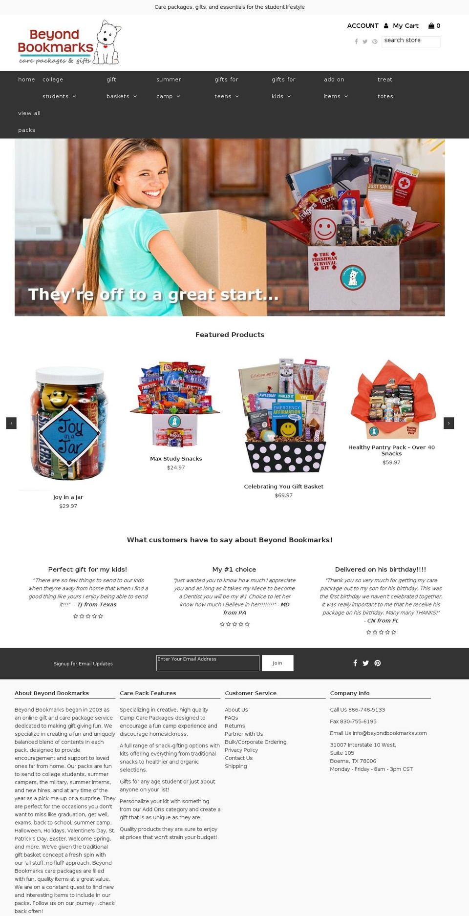 Beyond Shopify theme site example bbgiftpacks.com