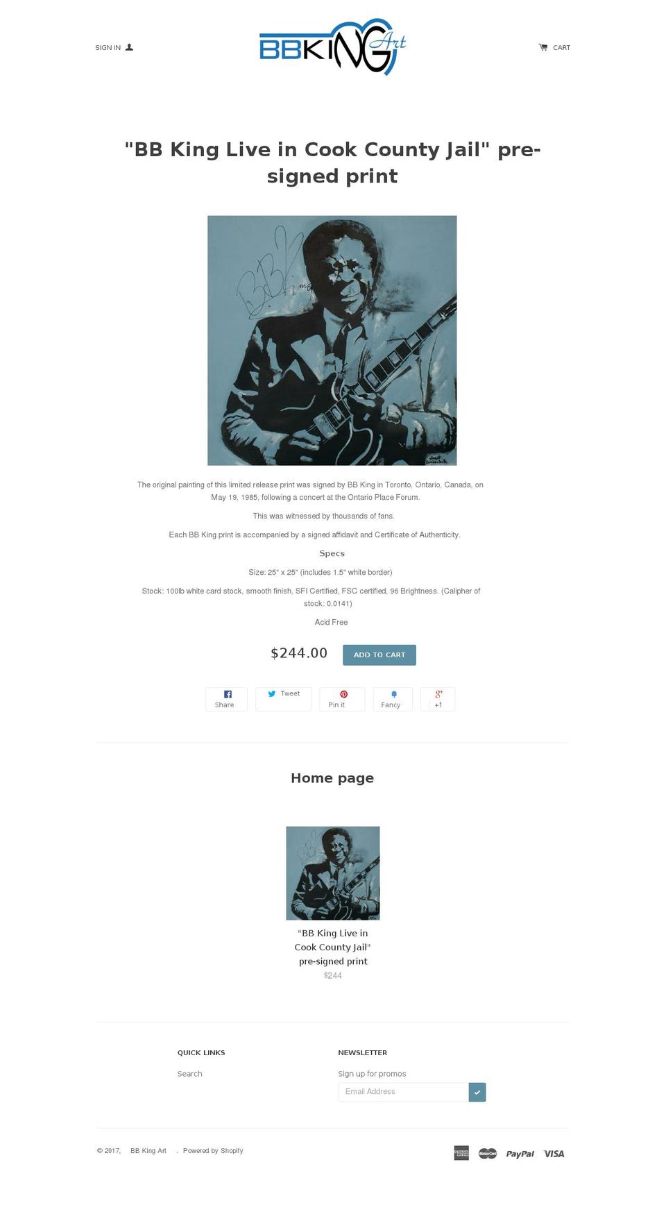 bbkingart.com shopify website screenshot