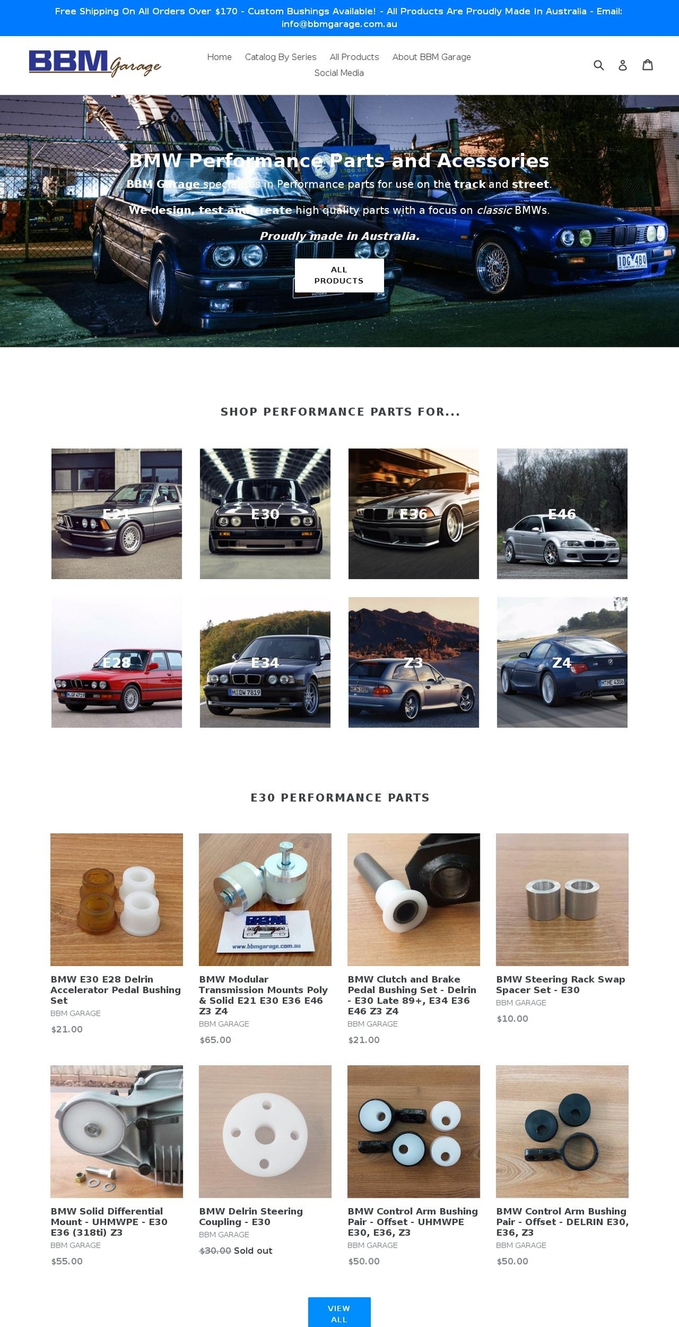 bbmgarage.com.au shopify website screenshot