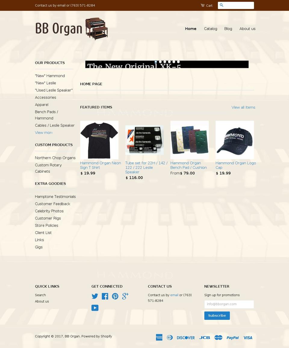 bborgan.com shopify website screenshot
