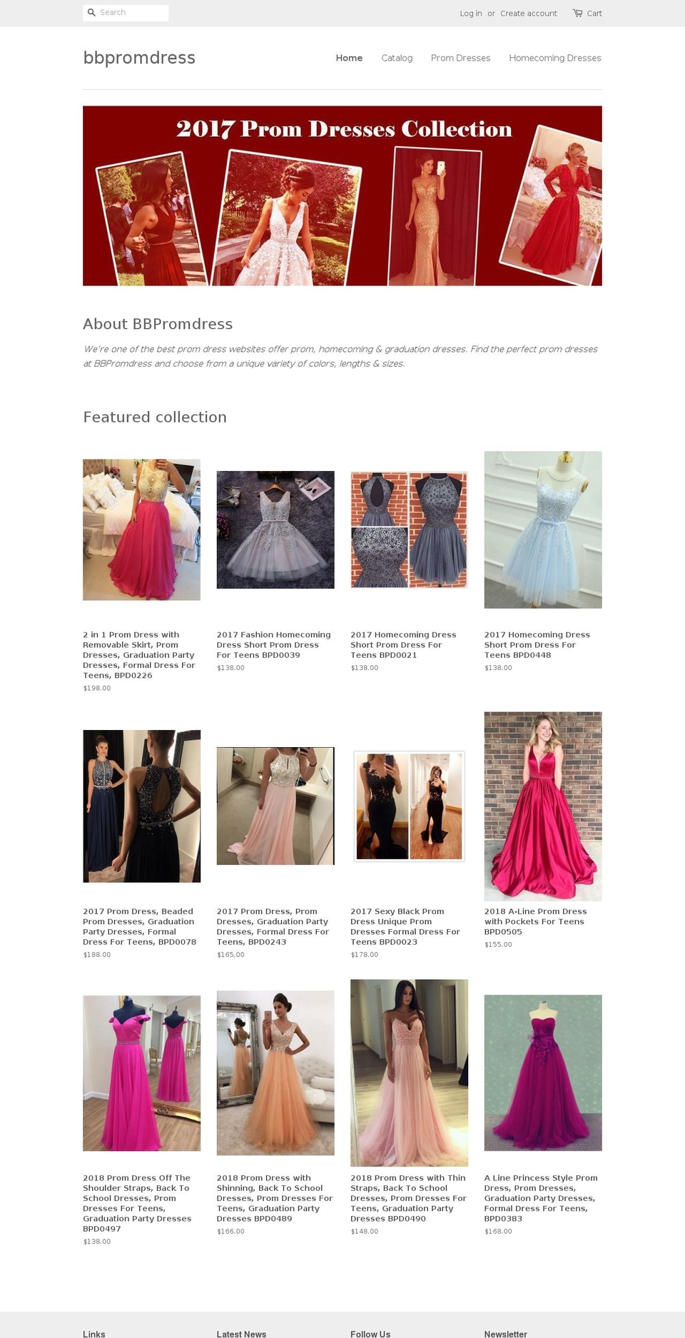 bbpromdress.com — Shopify storefront screenshot