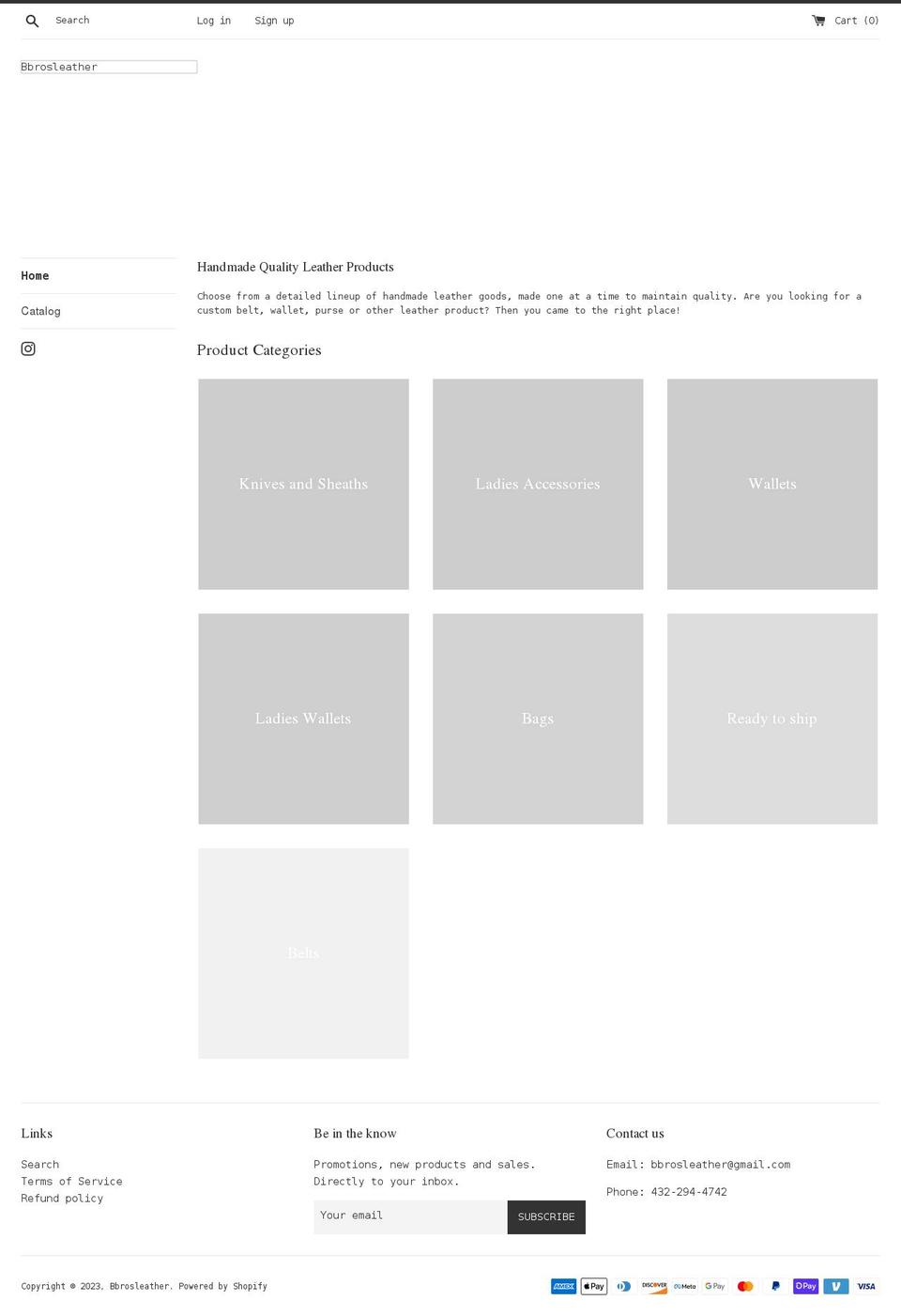 bbrosleather.com shopify website screenshot