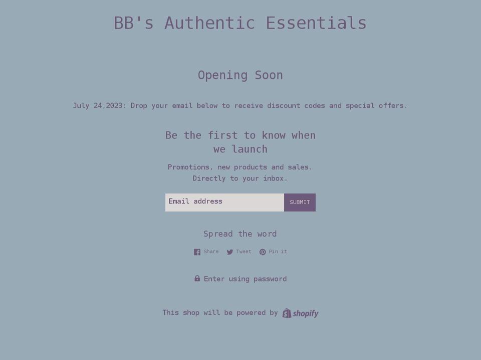 bbsauthenticessentials.com shopify website screenshot