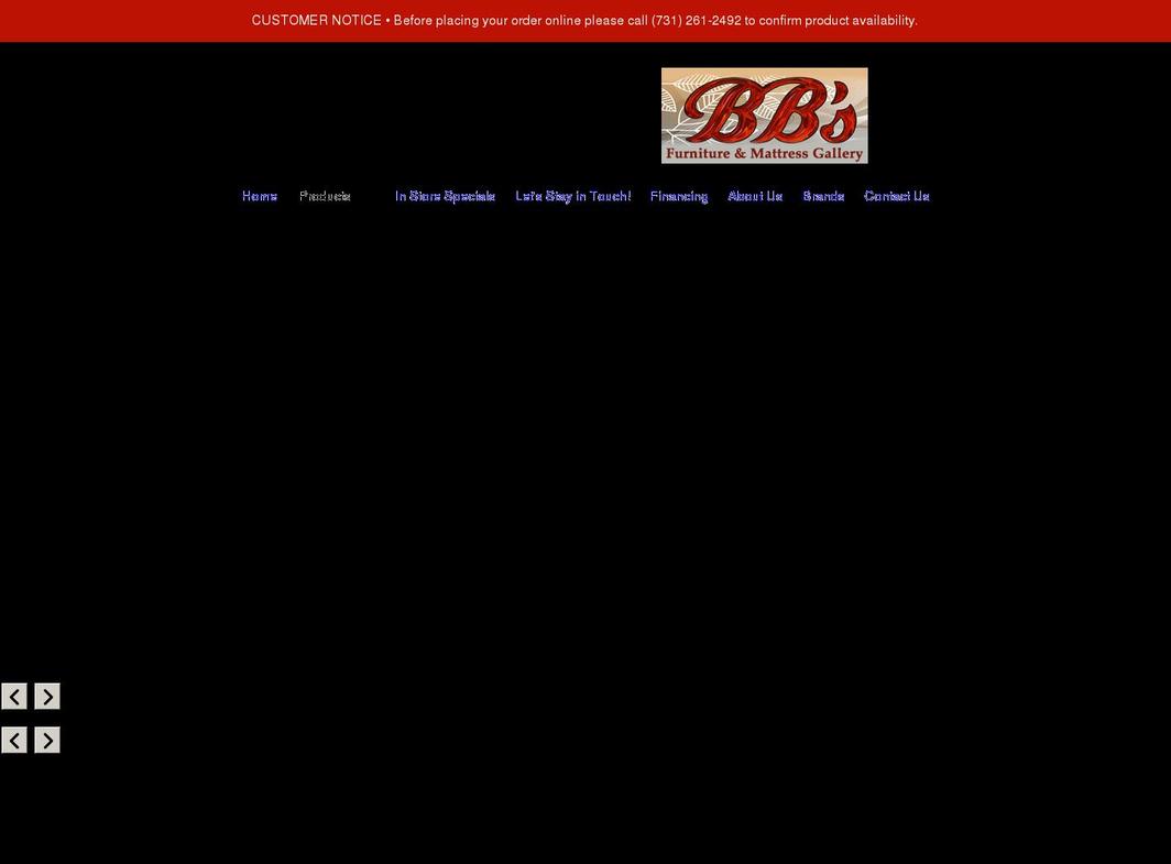 bbsfurnitureandmattressgallery.com shopify website screenshot
