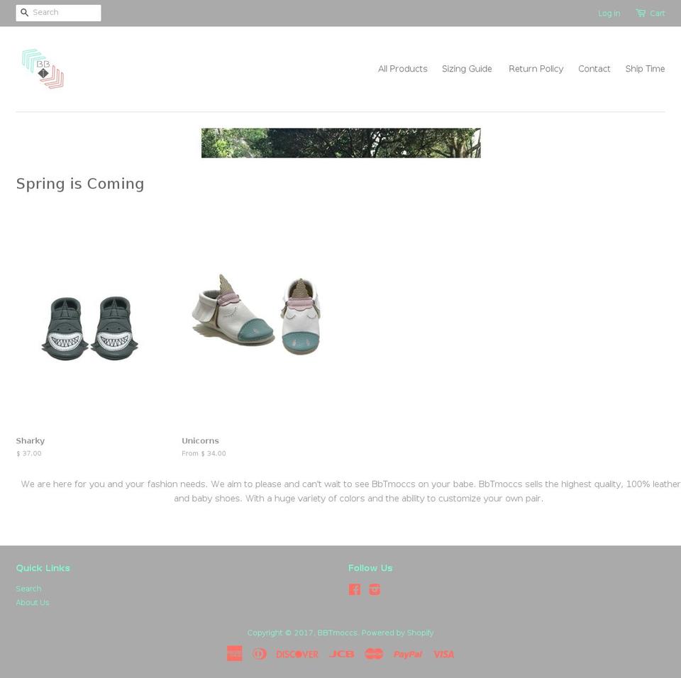bbtmoccs.com shopify website screenshot
