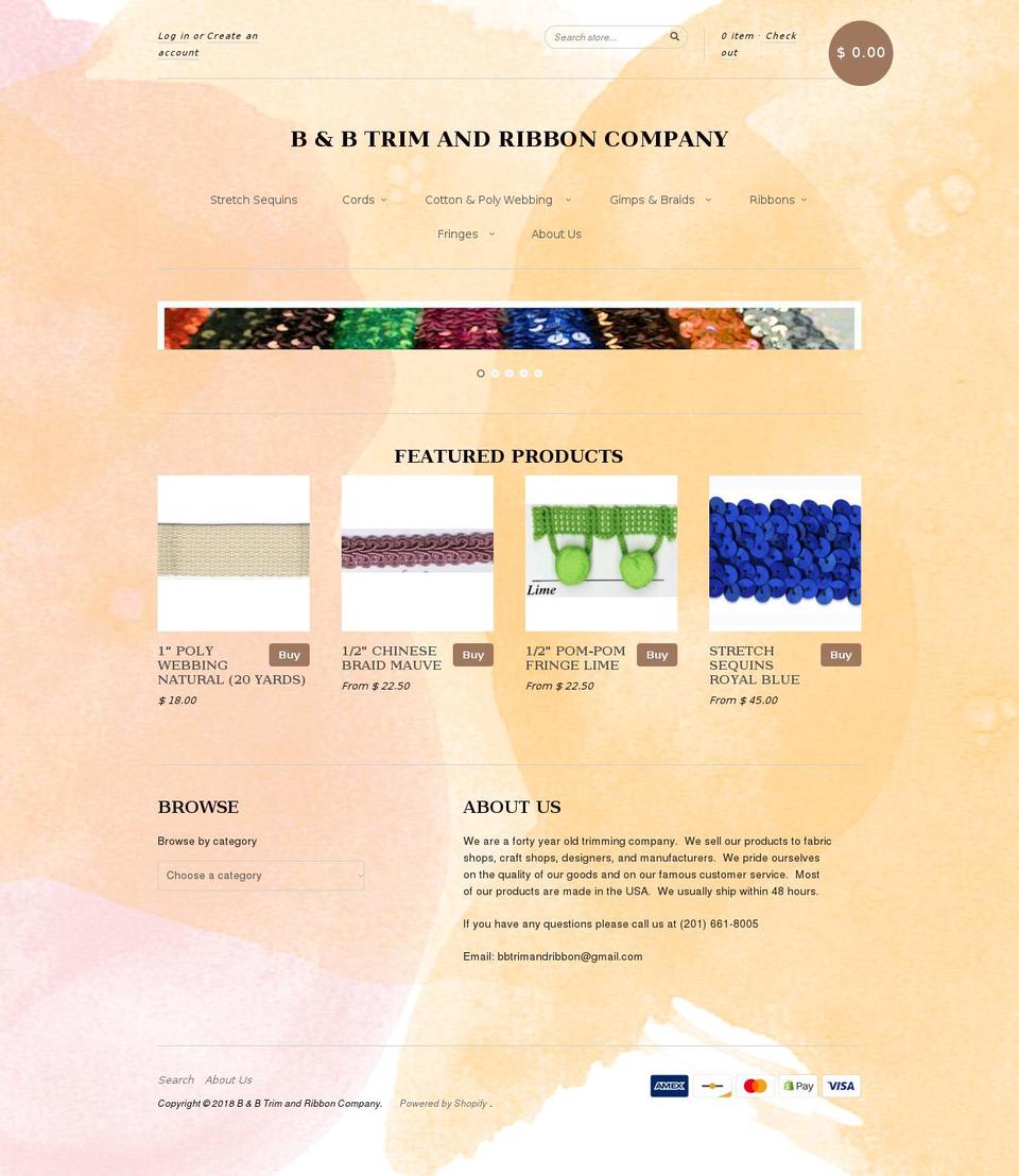 bbtrimandribbon.com shopify website screenshot