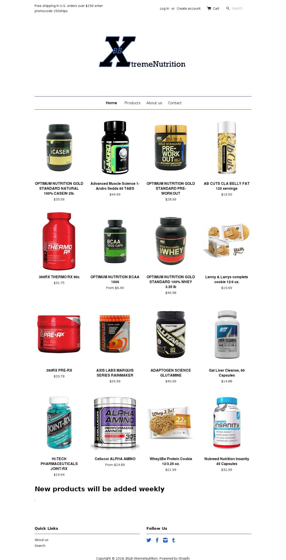 bbxtremenutrition.com shopify website screenshot