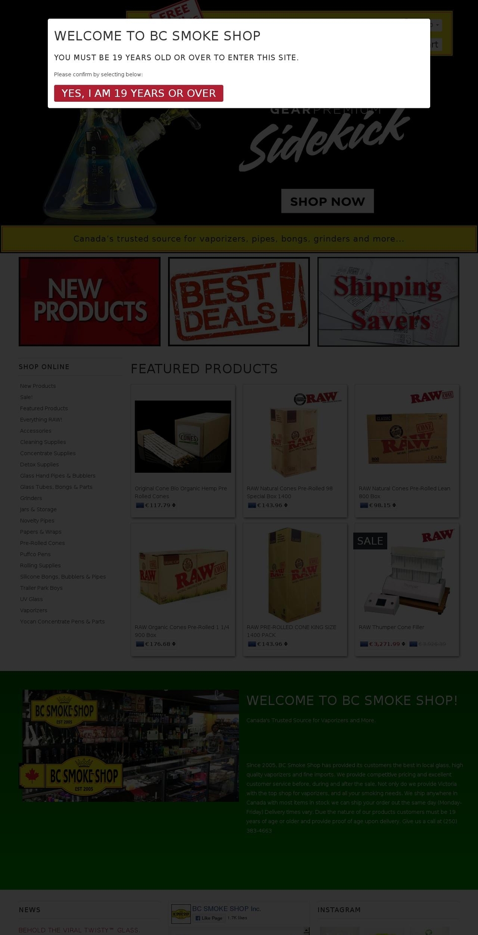 bc-smoke-shop.com — Shopify storefront screenshot