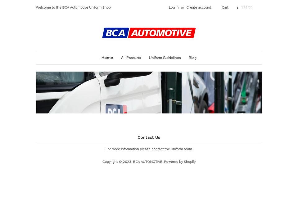 bcaauniform.co.uk shopify website screenshot